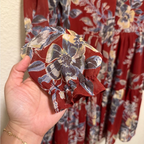 Soieblu Red Bishop Sleeve Sundress- Size M - Picture 2 of 13